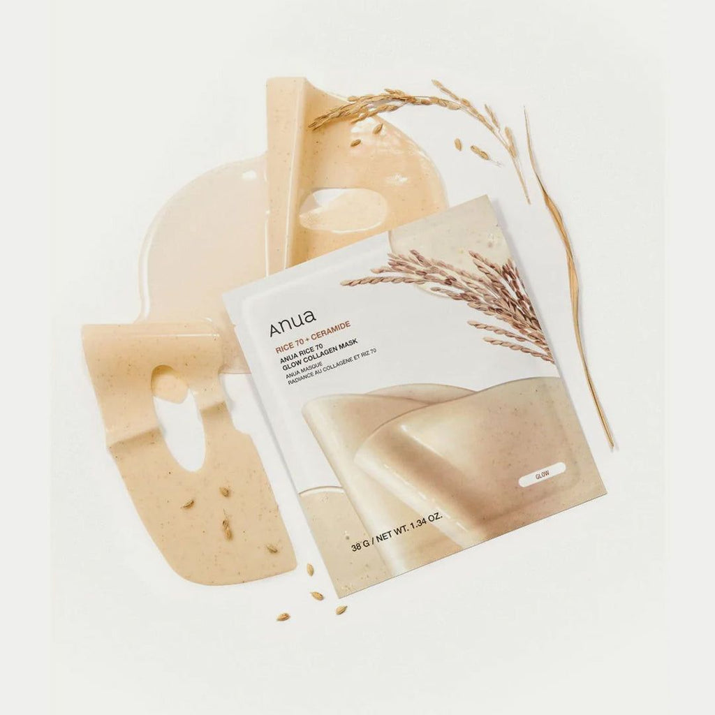 Anua Rice 70 + Ceramide Glow Collagen Mask 38g (1 Mask)