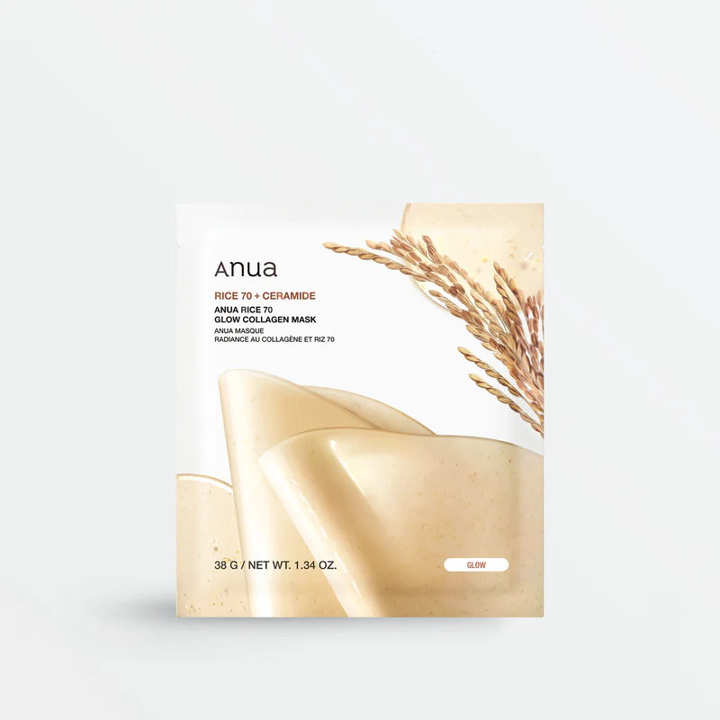 Anua Rice 70 + Ceramide Glow Collagen Mask 38g (1 Mask)