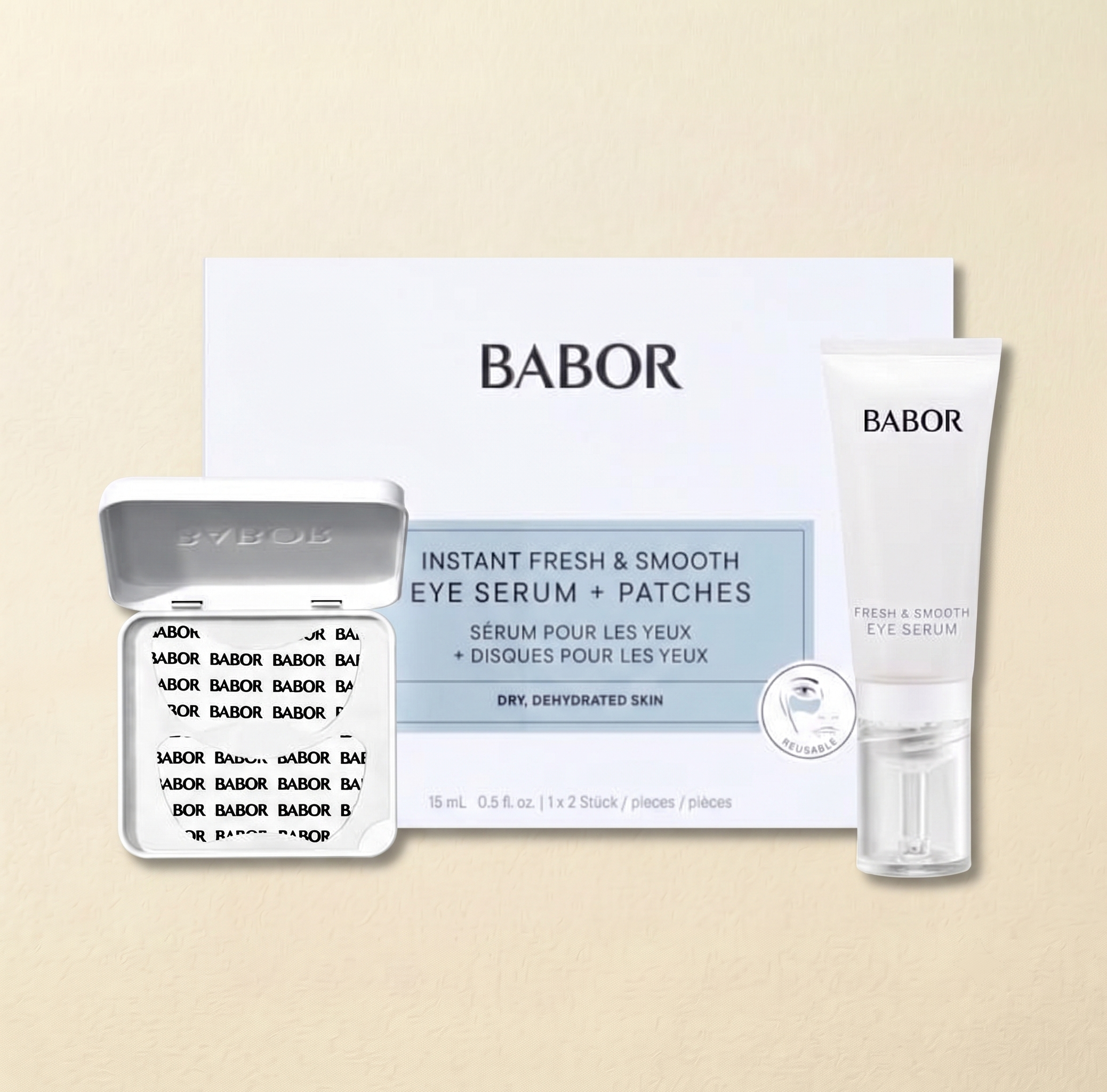 Babor Skinovage Moisturizing Instant Fresh & Smooth Eye Serum 15ml + Patches